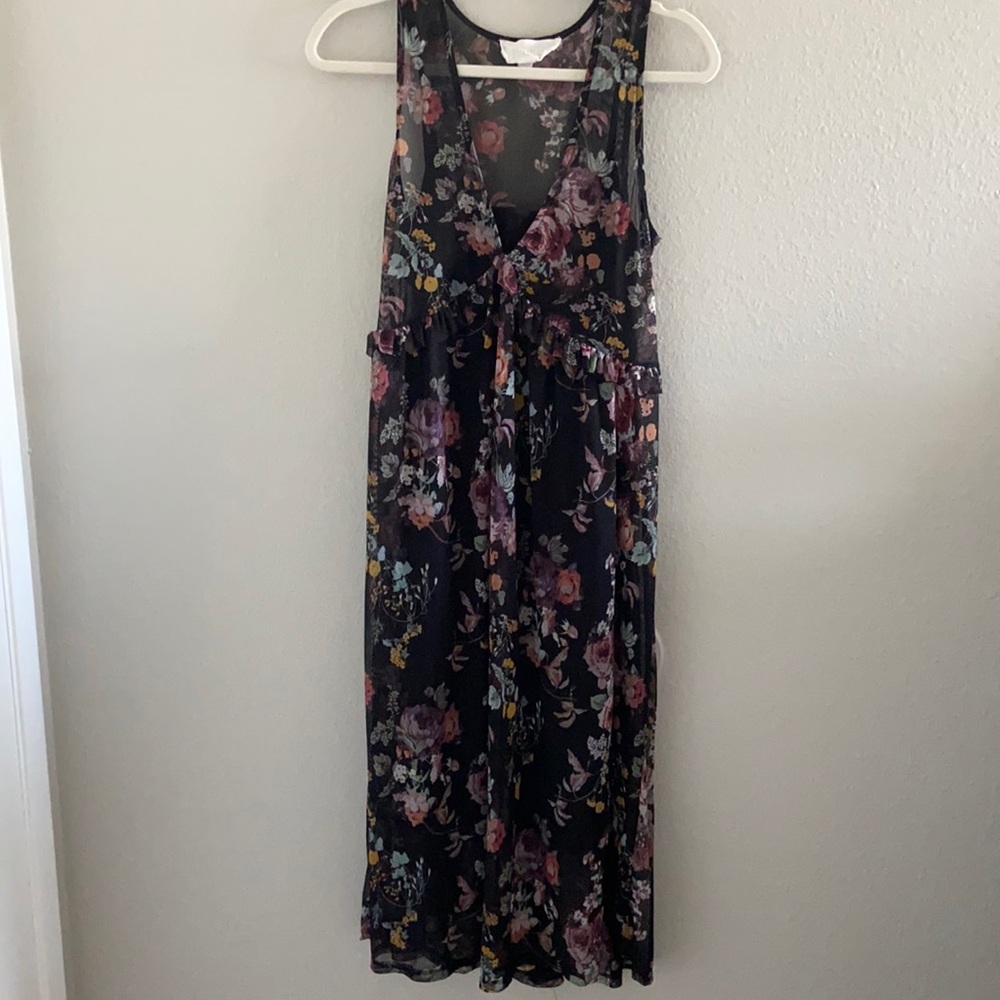 Black Floral Midi dress